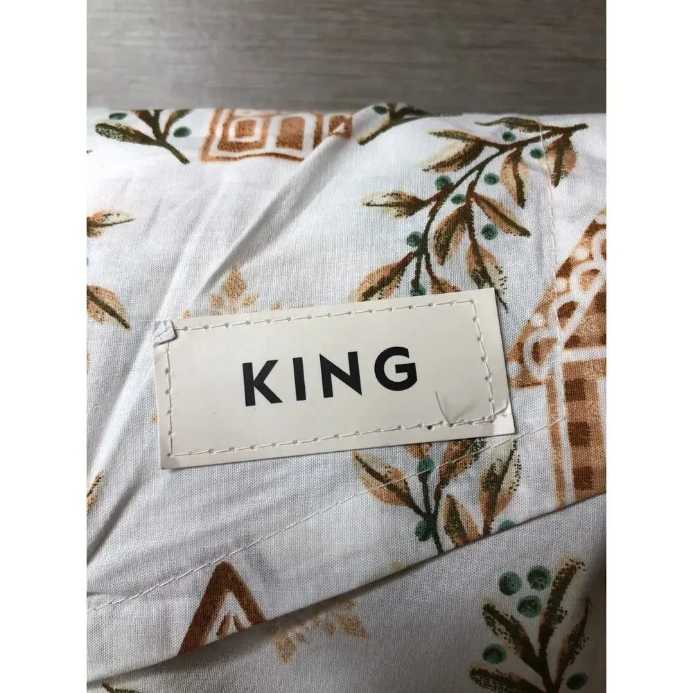 Laura Ashley King Sheet Set Cotton Percale Gingerbread Holiday Print Breathable